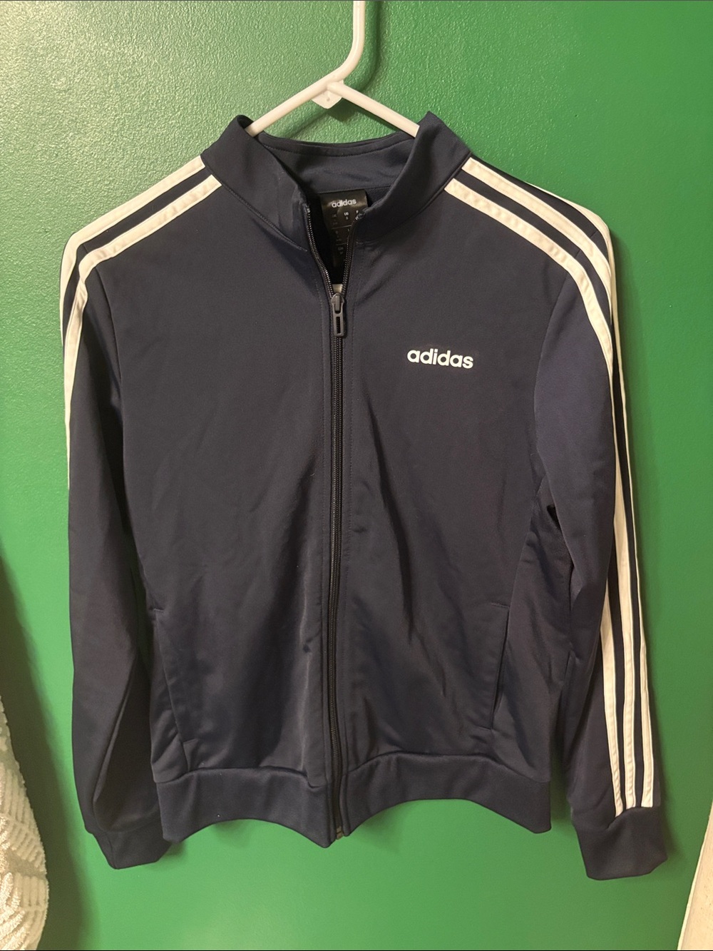 adidas Navy Blue Track Jacket with White Three Stripes